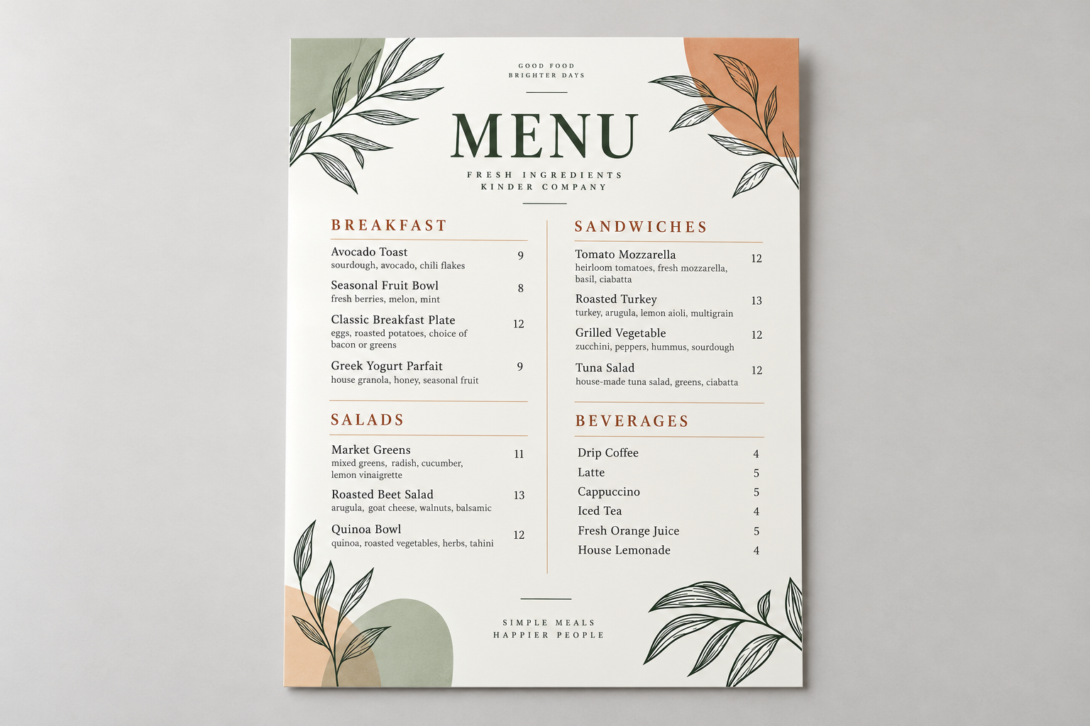 Common Menus