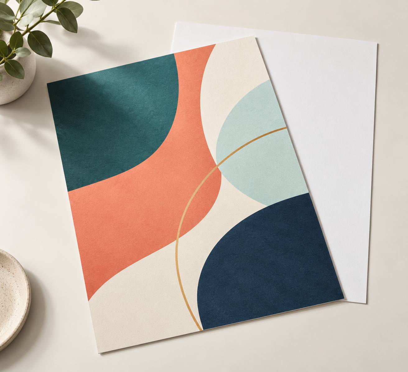 Flat intact 8.5 by 11 inch uncoated Print and Trim sheet with original front artwork and no die cuts or assembly